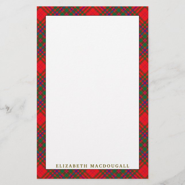 Papelaria Xadrez Elegante Clan MacDougall Tartan (Frente)