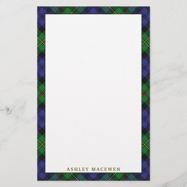 Papelaria Xadrez Elegante Clan MacEwen Tartan (Frente)