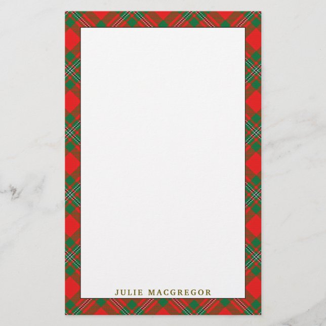 Papelaria Xadrez Elegante Clan MacGregor Tartan (Frente)