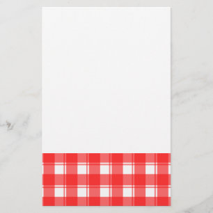 Papelaria Xadrez Listrado Vermelho e Branco Country