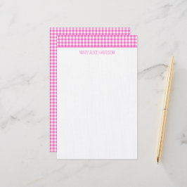 Papelaria Xadrezinho Rosa e Branco Personalizado