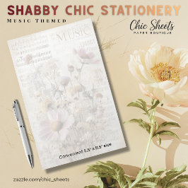 Papelaria Xícara Shabby Chic com Tema Musical