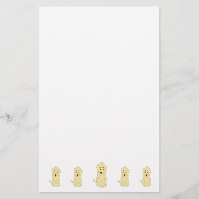 Papelaria Yellow Goldendoodle Dog Design (Frente)