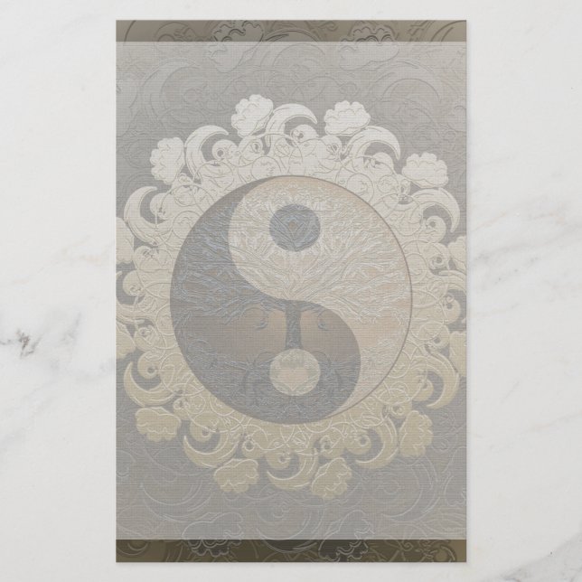 Papelaria Yin Yang com a árvore de vida por Amelia Carrie (Frente)
