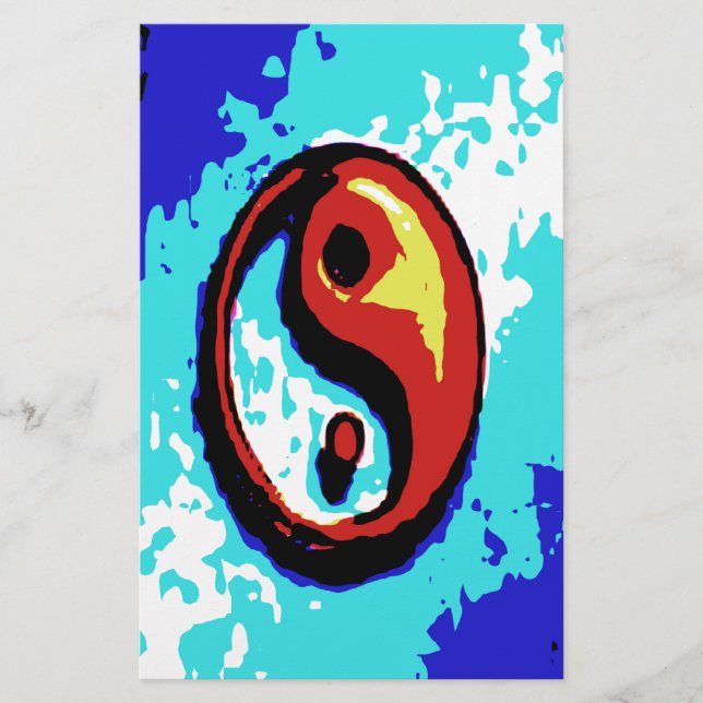 Papelaria Yin Yang - Sinal Vermelho e Azul Artístico (Frente)