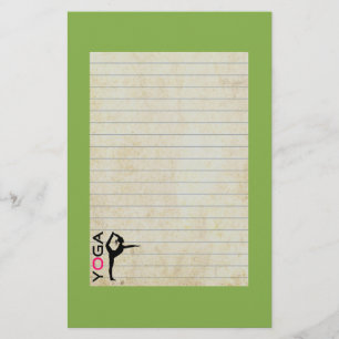 Papelaria Yoga Pose Silhueta em Fundo Verde