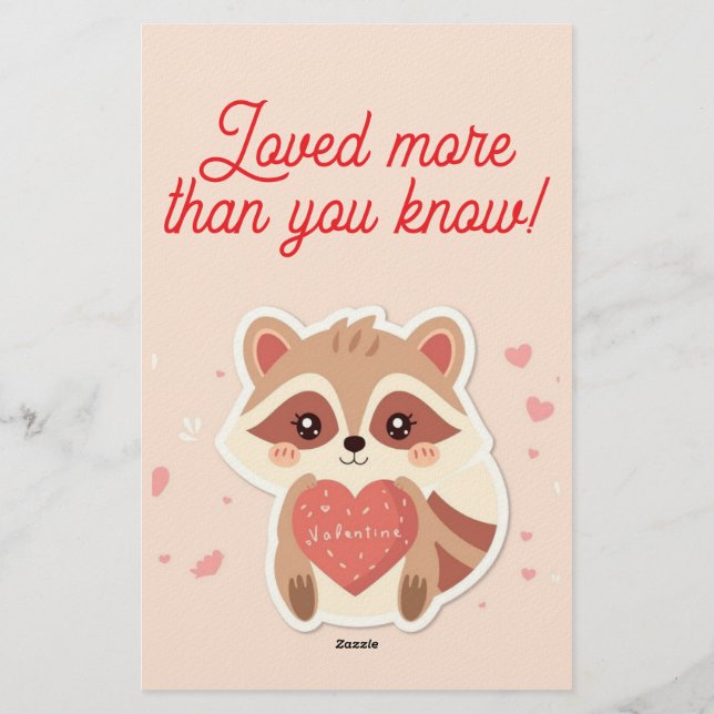 Papelaria You Stole My Heart Raccoon Valentine Card (Verso)
