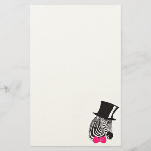 Papelaria Zebra hipster com o chapéu superior e o empate Arc