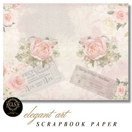 Papers de Scrapbook de Flores Rosa Vintage Shabby 