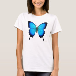Papilio Ulysses Borboleta Damas Camisa De Corte