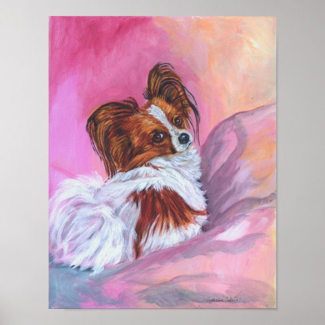 Papillon Dog art Wall Impressão (Frente)