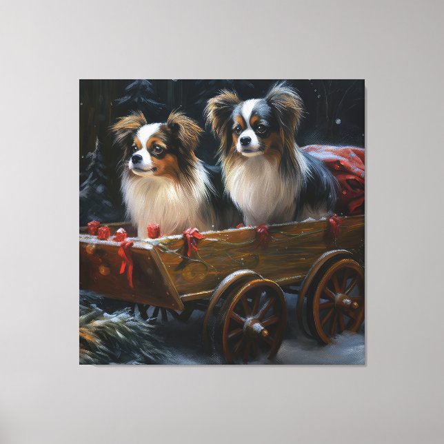 Papillon Snowy Sleigh Decoração de Natal (Frente)