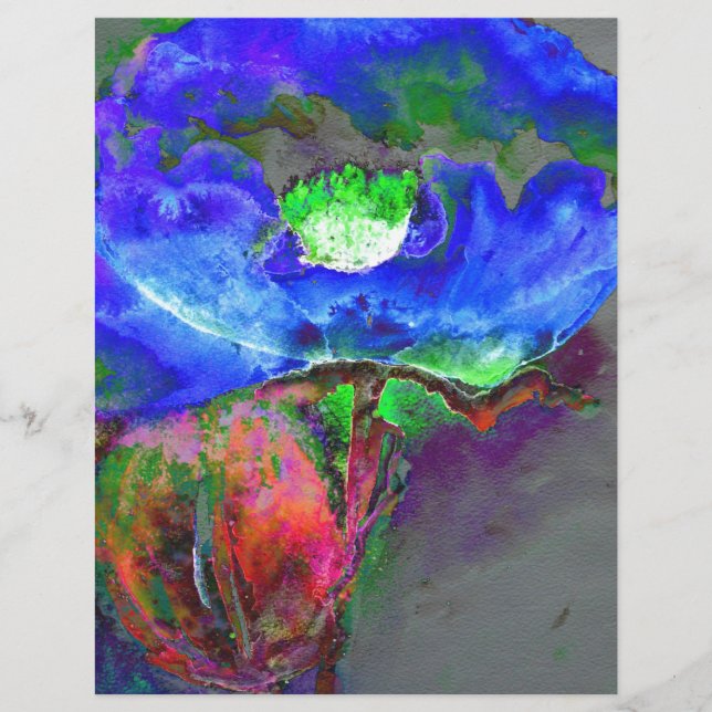 Papoila azul, abstrato azul (Frente)