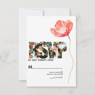 Papoila elegante e moderna RSVP Wedding vermelho