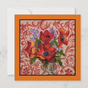 Papoilas com um convite alaranjado da beira