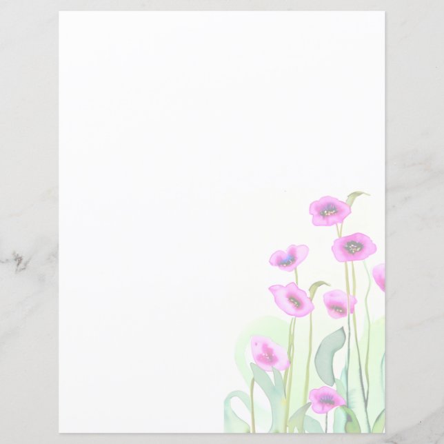 Papoulas rosa em aquarela (Frente)
