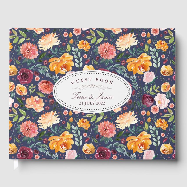 Paprika Burgundy Livro de Convidados para Casament (Frente)