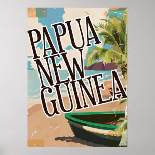 Papua-Nova Guiné viagens vintage poster art.