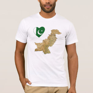 Paquistão Flag Heart and Map T-Shirt