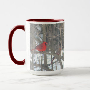 Par Da Caneca De Natal De Cardinhos Vermelhos