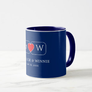 Par de Canecas de Café Chic Navy Presente de Casam