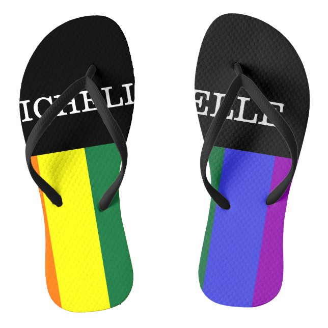 Par de Chinelos Orgulho Gay Rainbow Personalizado (Pé da cama)