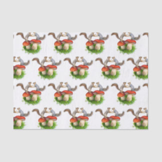 Par de esquilo no papel tecidual dos Cogumelos Ver