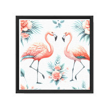 Par de Flamingos Tropicais – Impressão em Tela Est