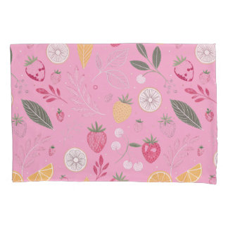 Par de fronhas de morango rosa e floral