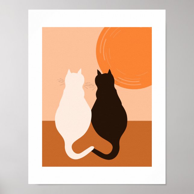 Par de Gato Preto e Branco - Decoração de Parede d (Frente)