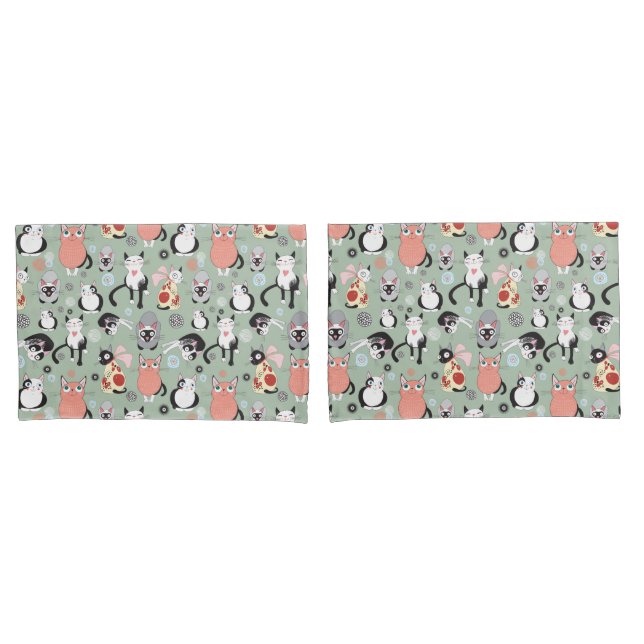 Par Gato Bonito de Pillowcase (Frente - conjunto)