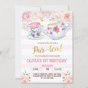 Par-tea, par chá, convite de aniversário.