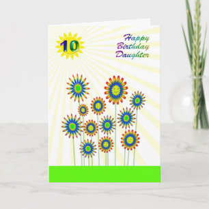 Para a filha de 10 anos, um cartão de flores feliz