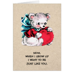 Para a mãe no Dia de as mães. Cartões de Urso Doce