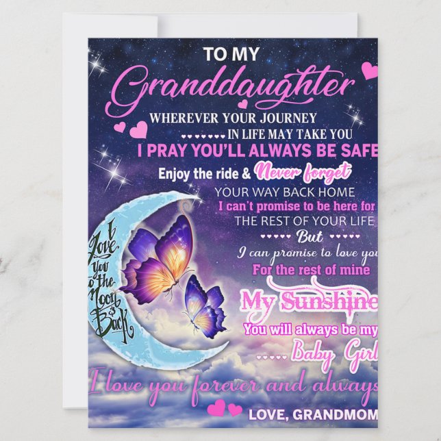 Para a minha neta Butterflies Aniversário, Dotada  (Frente)