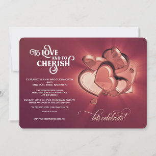 Para amar e amar o convite Dourado cor-de-rosa dos