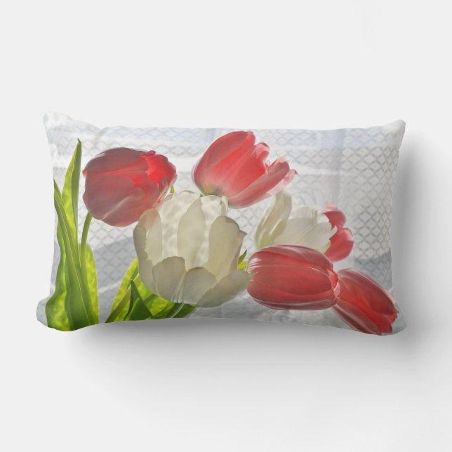 Para Ambientes Externos Almofada de pátio exterior, flor de tulipa branca  (Frente)