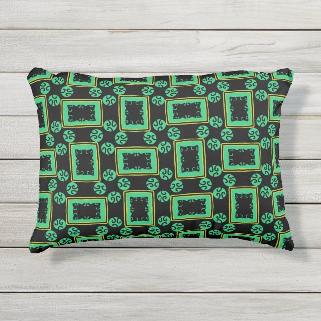 Para Ambientes Externos Almofada rectangle ext. Verde e preto Jimette (Frente)