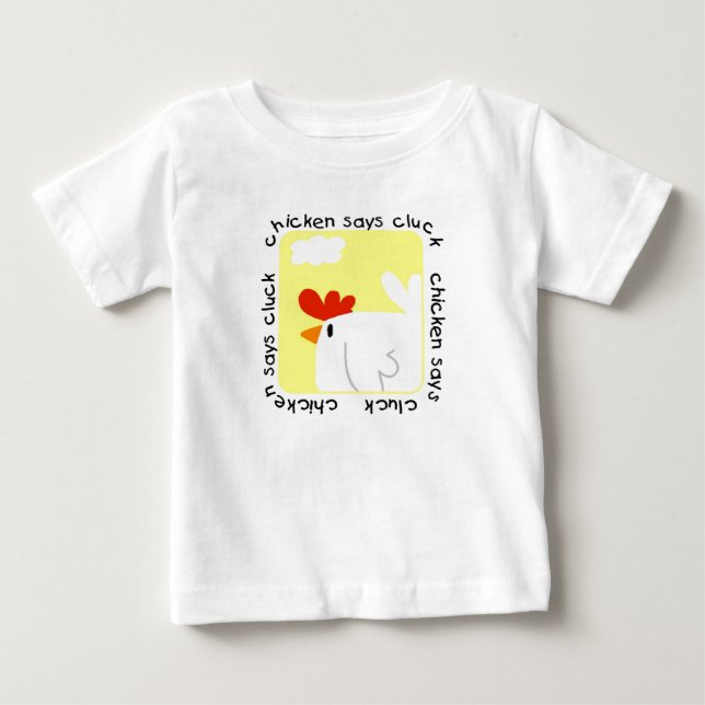 Para Bebê A galinha diz o camiseta e os presentes do Cluck (Frente)
