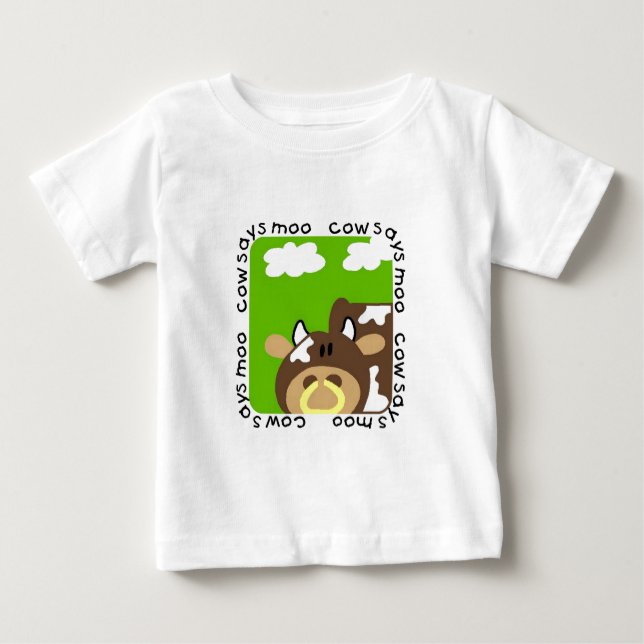 Para Bebê A vaca diz o camiseta e os presentes do MOO (Frente)