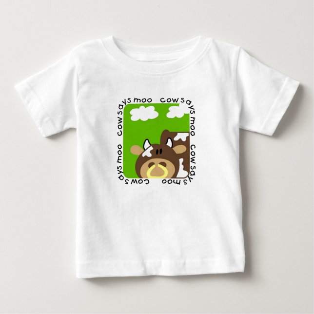 Para Bebê A vaca diz o camiseta e os presentes do MOO (Frente)