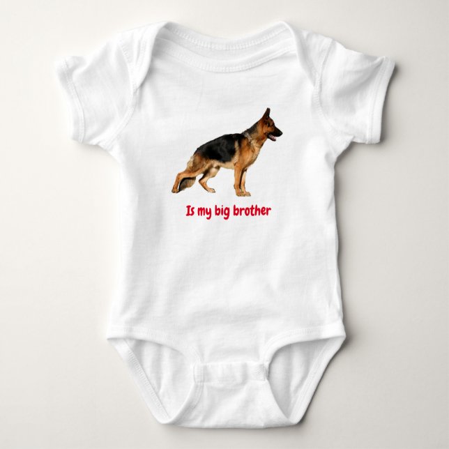 Para Bebê Baby body suit with German Shepherd "big brother" (Frente)