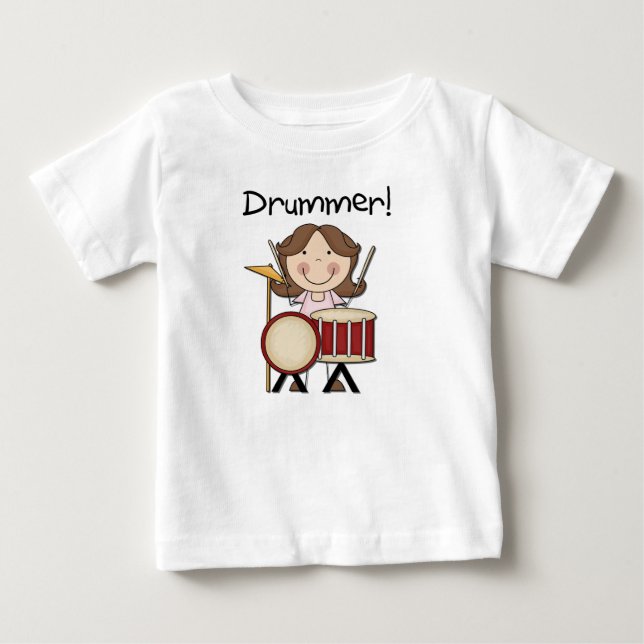 Para Bebê Baterista - camiseta e presentes fêmeas (Frente)