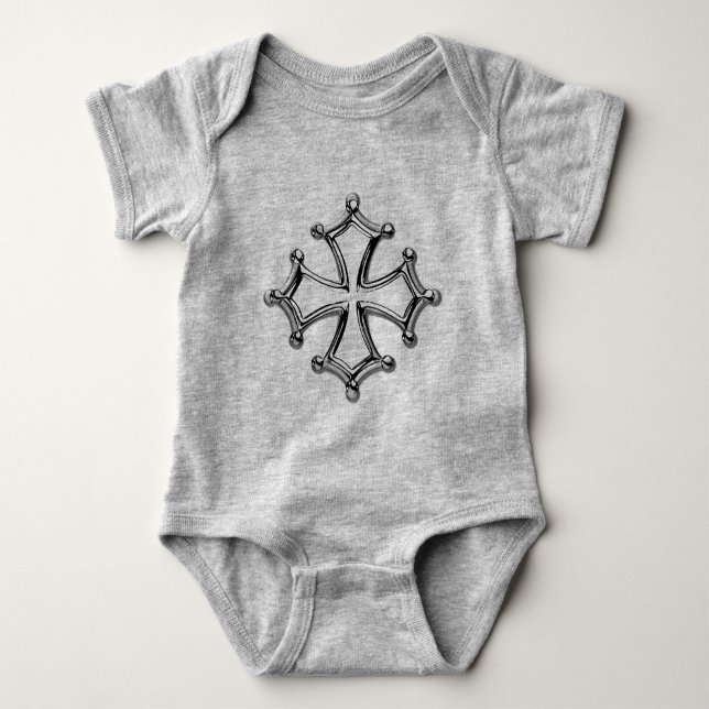 Para Bebê Body bebé cinzento Cruzes occitane (Frente)