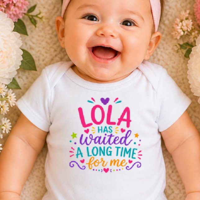 Para Bebê Body Bodysuit Colorido à Espera da Lola (Criador carregado)