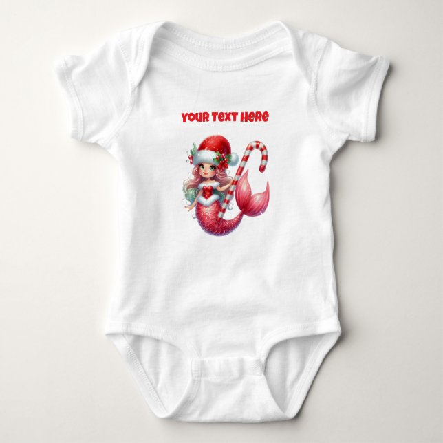 Para Bebê Body Bodysuit de Sereia de Natal (Frente)