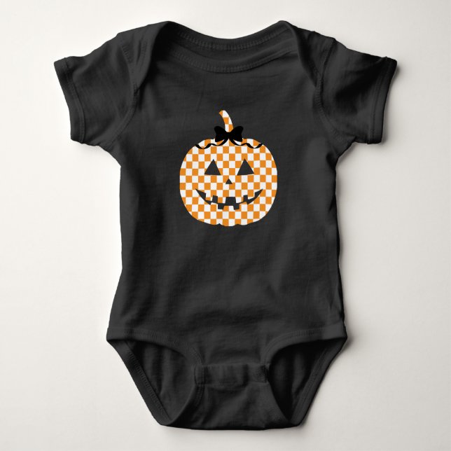 Para Bebê Body de Bebê-Abóbora de Halloween  (Frente)