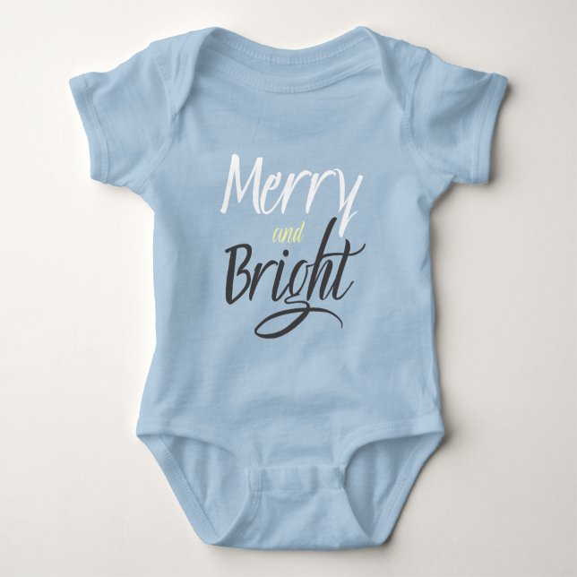 Para Bebê Body de Bebê: Alegre e Brilhante (azul) (Frente)