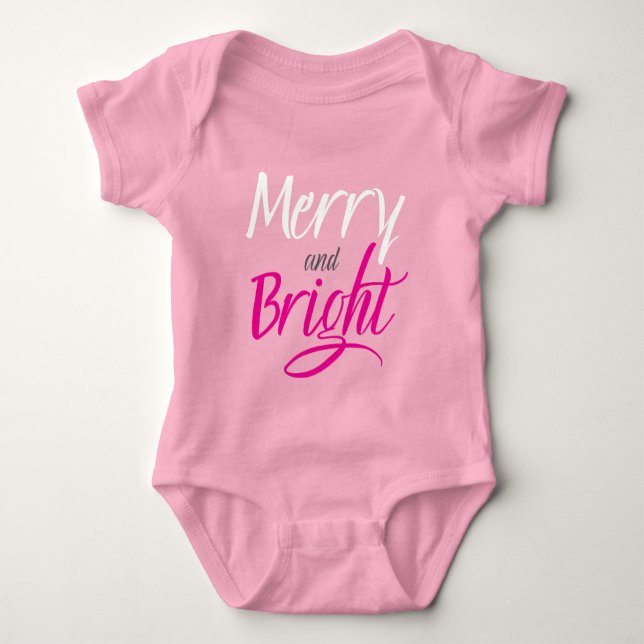 Para Bebê Body de Bebê: Alegre e Brilhante (rosa) (Frente)