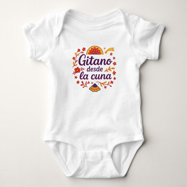 Para Bebê 🍼 Body de bebé “Gitano desde la cuna”Raíz Gitana (Frente)